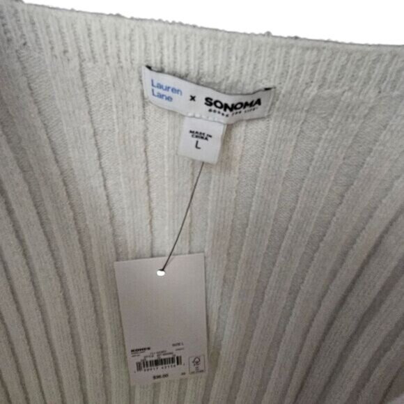 Lauren Lane X Sonoma Womens Ribbed Tank Top L White - Picture 2 of 4